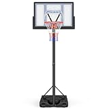 Yohood Basketballkorb Outdoor, Verstellbare Korbhöhe von 135 bis 305 cm, Basketballständer mit 111x72cm Rückwand, für Kinder Jugendliche Erwachsene im Hinterhof/Auffahrt/Innenbereich