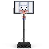 Yohood Basketballkorb Outdoor, Verstellbare Korbhöhe von 135 bis 305 cm, Basketballständer mit 111x72cm Rückwand, für Kinder Jugendliche Erwachsene im Hinterhof/Auffahrt/Innenbereich