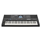 Yamaha PSR-E473 Digital Keyboard - Einsteiger-Tastatur mit 61 berührungsempfindlichen Tasten, Gutschein für 2 Online-Unterricht von der Yamaha Music School, in Schwarz, 136 x 404 x 992 Millimeter