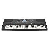 Yamaha PSR-EW425 Digital-Keyboard, schwarz – Vielseitiges, tragbares Digital-Keyboard mit 76 anschlagdynamischen Tasten, 820 Instrumentenklängen, Premium Orgelsounds und LCD-Display