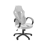 X Rocker Maverick Gaming Stuhl - Ergonomischer Bürodrehstuhl für Jugendliche & Junge Erwachsene - 360° drehbar & höhenverstellbar - Weiß/Grau