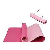 Yogamatte rutschfest und umweltfreundliche TPE Sportmatte mit Tragegurt Gymnastikmatte für Pilates, Workout Fitnessmatte 183 x 61 x 0.6 cm (Pflaume-Rosa)