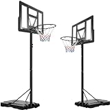 LIFERUN Basketballkorb Outdoor, Verstellbare Korbhöhe von 230 bis 305 cm, Basketballständer mit 110x75cm Rückwand, für Kinder Jugendliche Erwachsene Verwendung in Hinterhöfen, Gärten, Garagen