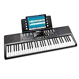 RockJam Compact 61 Key Keyboard with Sheet Music Stand, Power Supply, Piano Note Stickers & Simply Piano Lessons