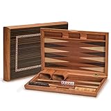 Yellow Mountain Imports Backgammon Spiel-Set mit Holzintarsien, Dorne - mit Holzspielsteinen und Zubehör, 33 Zentimeter Spielbrett, für 2 Spieler