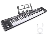 RenFox Tastatur Klavier 61 Tasten Digital Piano Elektronisches Klavier Professionelle -Tragbare Keyboard mit Notenständer, 200 Töne, 200 Rhythmen, 60 Demos, Jungen und Mädchen Geschenk(Schwarz)