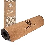 YOGALABS® Premium Yogamatte aus Kork und Naturkautschuk | Set mit 2-in-1 Yoga Gurt | 100% nachhaltig & schadstofffrei | natürliche & rutschfeste Gymnastikmatte | Sportmatte | 183 x 61 x 0,4 cm (Logo)