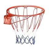 GYMAX Ø 45 cm Basketballkorb, Basketballnetz mit Stahlring & Halterung, wetterfester Basketballring in Profigröße zur Wandmontage, für Schulhöfe, Sporthallen