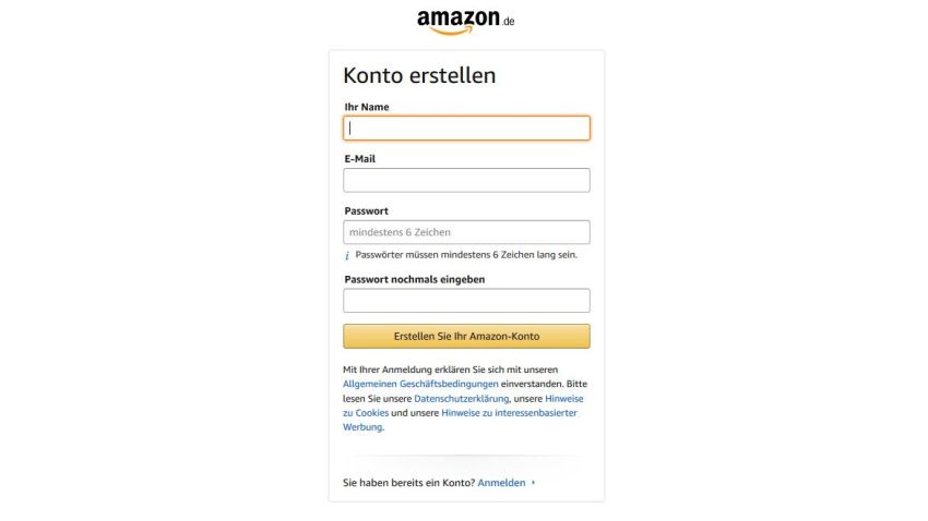 Neue Amazon Konto Adresse eingeben